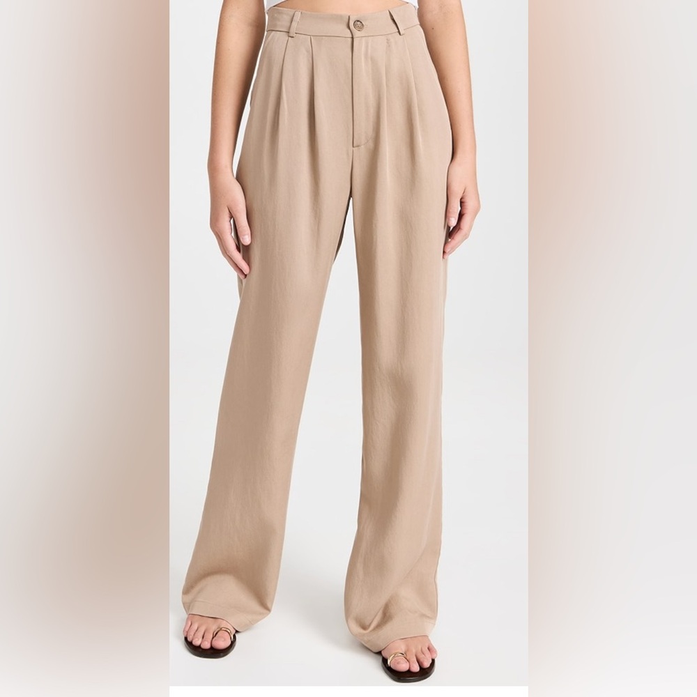 REFORMATION Mason Wide-Leg High-Rise Woven Trousers. Size 2P Women